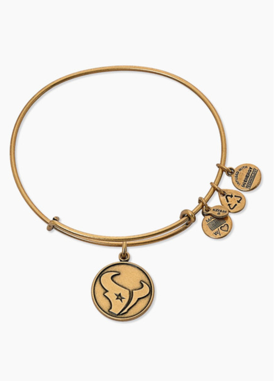 Alex and Ani Vintage 2013 NFL Texans Football Logo Charm Expandable Bracelet